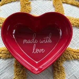 “made with love” cursive dish